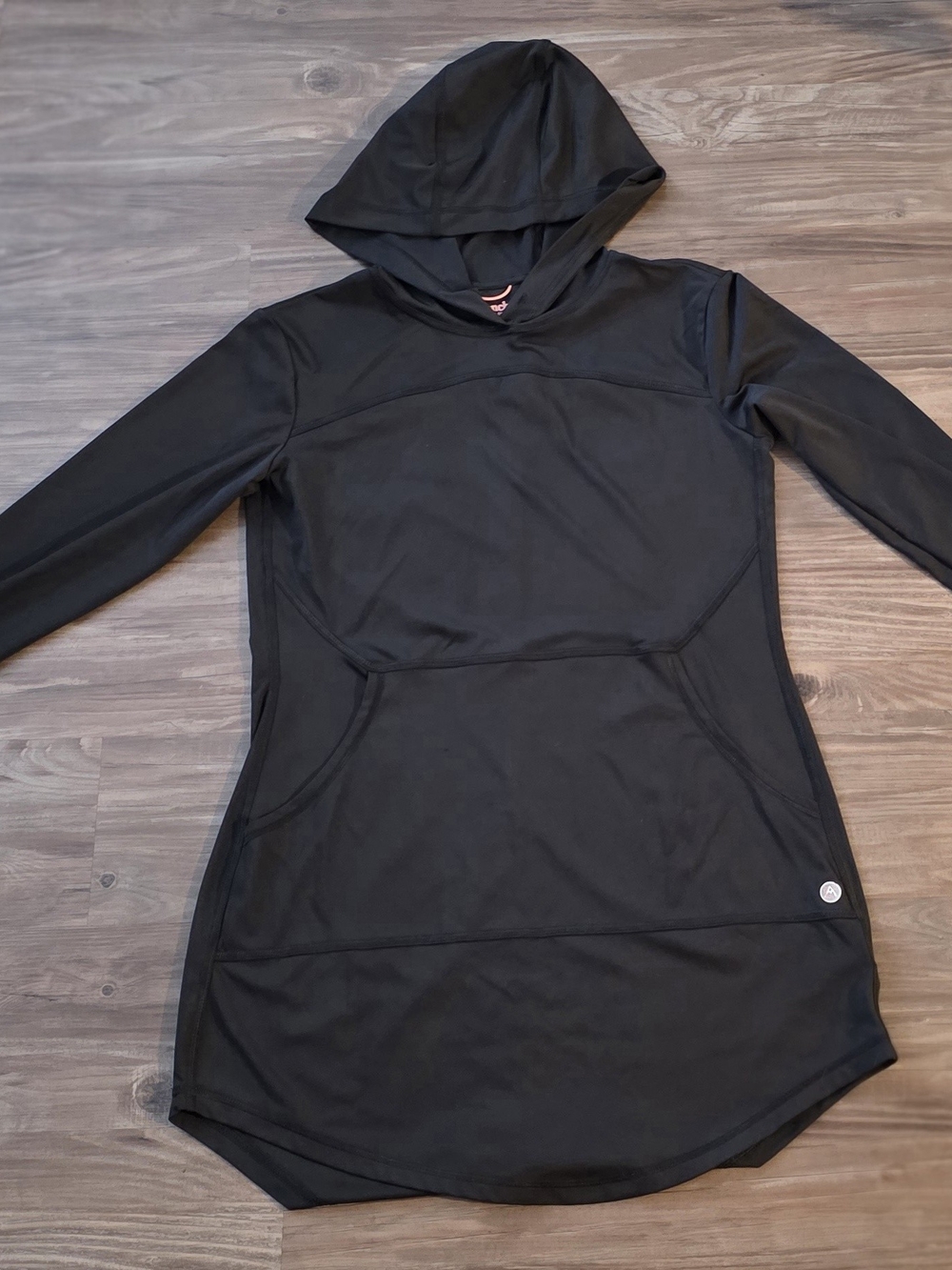 Avalanche Black Hooded Pullovet Tunic Dress Sz Medium